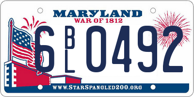 MD license plate 6BL0492