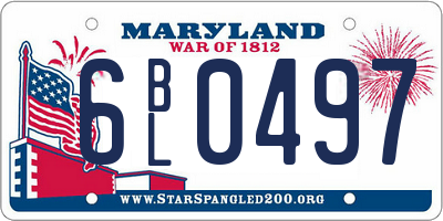 MD license plate 6BL0497