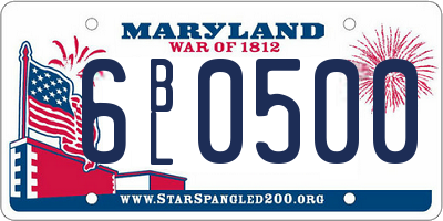 MD license plate 6BL0500