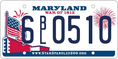 MD license plate 6BL0510