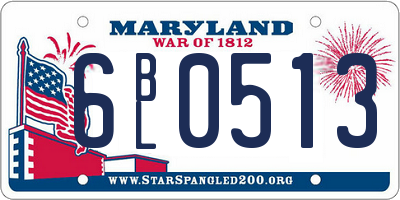 MD license plate 6BL0513
