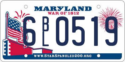 MD license plate 6BL0519