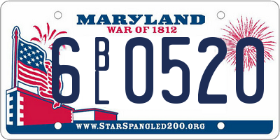 MD license plate 6BL0520