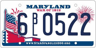 MD license plate 6BL0522