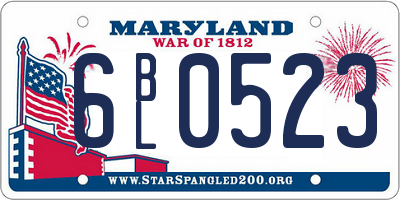 MD license plate 6BL0523