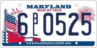 MD license plate 6BL0525