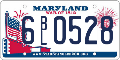 MD license plate 6BL0528