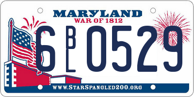 MD license plate 6BL0529