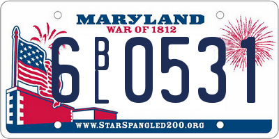 MD license plate 6BL0531