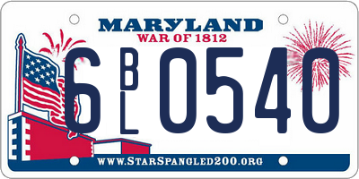 MD license plate 6BL0540