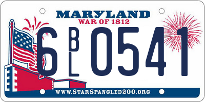 MD license plate 6BL0541