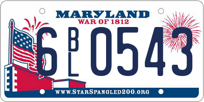 MD license plate 6BL0543