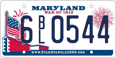 MD license plate 6BL0544