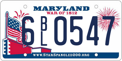 MD license plate 6BL0547