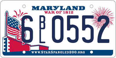MD license plate 6BL0552