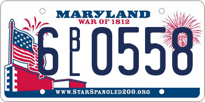 MD license plate 6BL0558
