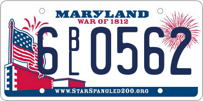 MD license plate 6BL0562