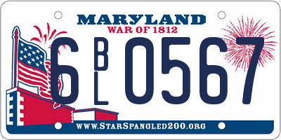 MD license plate 6BL0567