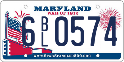 MD license plate 6BL0574