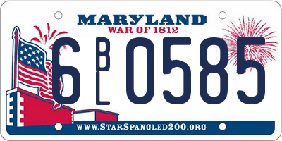 MD license plate 6BL0585