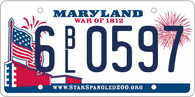 MD license plate 6BL0597