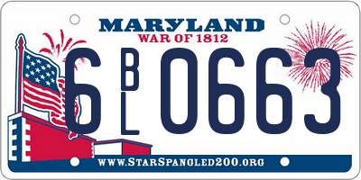 MD license plate 6BL0663