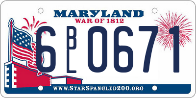 MD license plate 6BL0671