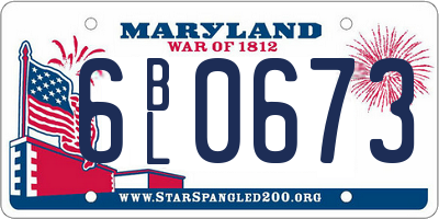 MD license plate 6BL0673