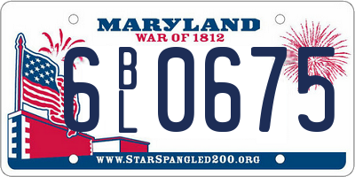 MD license plate 6BL0675