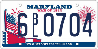 MD license plate 6BL0704