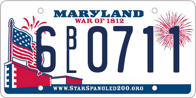 MD license plate 6BL0711