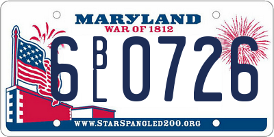 MD license plate 6BL0726