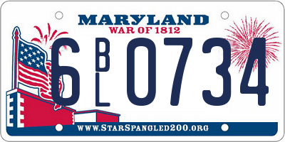 MD license plate 6BL0734