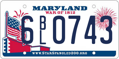 MD license plate 6BL0743