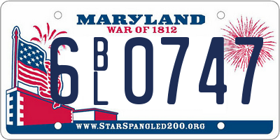 MD license plate 6BL0747