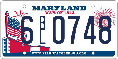MD license plate 6BL0748