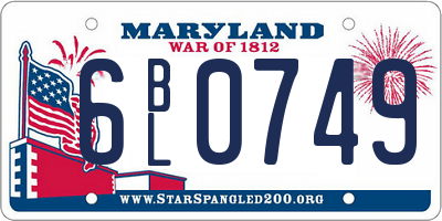 MD license plate 6BL0749