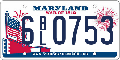 MD license plate 6BL0753