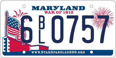MD license plate 6BL0757