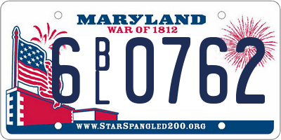 MD license plate 6BL0762