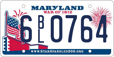 MD license plate 6BL0764