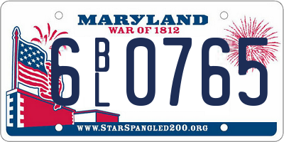 MD license plate 6BL0765