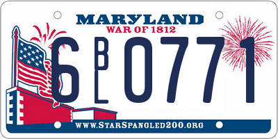 MD license plate 6BL0771