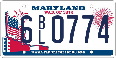 MD license plate 6BL0774