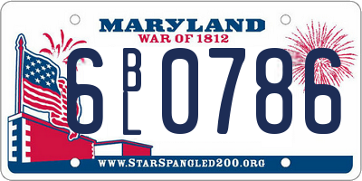 MD license plate 6BL0786