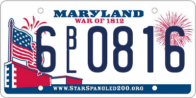 MD license plate 6BL0816