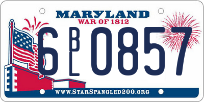 MD license plate 6BL0857