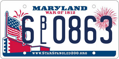 MD license plate 6BL0863