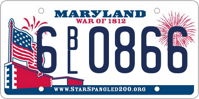 MD license plate 6BL0866