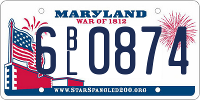 MD license plate 6BL0874